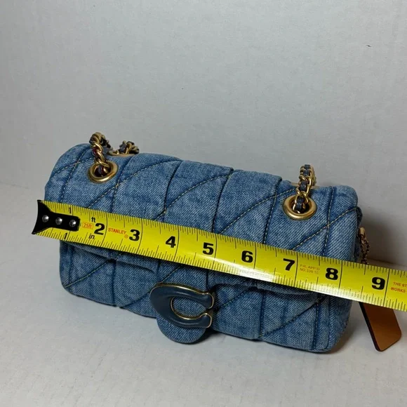 Coach Tabby Denim Brass Indigo Shoulder Bag 20 W/ Dustbag - Picture 9 of 10